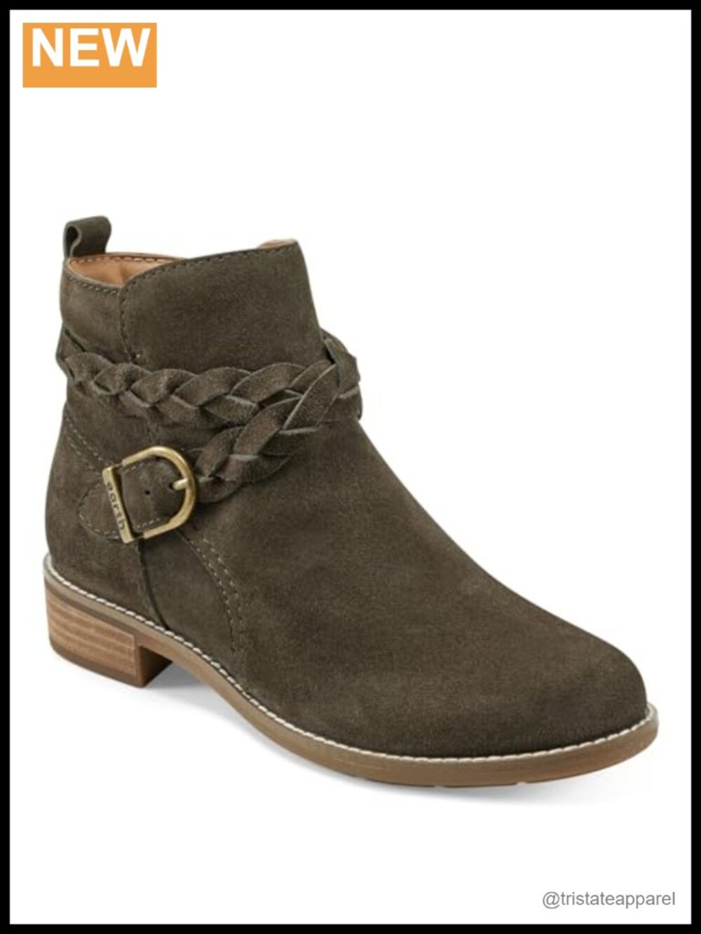 Earth Women's Nicole Ankle Booties Leather Round Toe Block Heel Zip